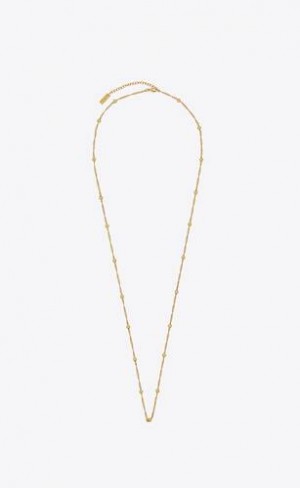 YSL Ball And Intertwined Chain Long Necklace In Metal Gold | Philippines_YSL48216