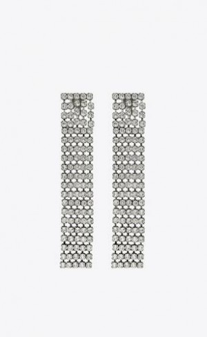 YSL Bulky Rhinestone Earrings In Metal Silver | Philippines_YSL46923