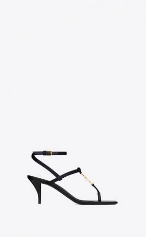 YSL Cassandra Sandals In Silk Satin Navy | Philippines_YSL32721