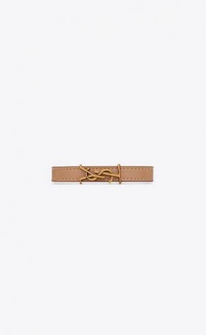 YSL Cassandre Bracelet In Leather Brown Gold | Philippines_YSL69460