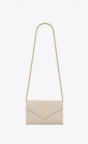 YSL Cassandre Chain Wallet In Lambskin White | Philippines_YSL58622