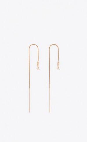 YSL Cassandre Long Threader Earrings In Metal Rose Gold | Philippines_YSL38681