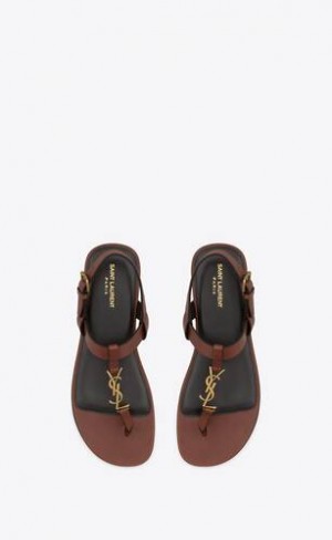 YSL Cassandre Sandals In Smooth Leather Brown | Philippines_YSL22389