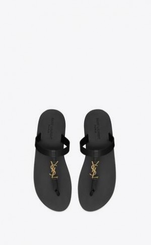 YSL Cassandre Slides In Smooth Leather Black | Philippines_YSL51510