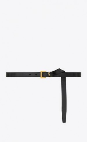 YSL Cassandre Thin Vegetable-tanned Leather Black | Philippines_YSL79428