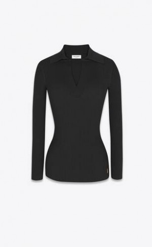 YSL Cassandre Top In Ribbed Black | Philippines_YSL77194