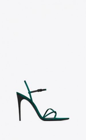 YSL Clara Sandals In Crepe Satin Green | Philippines_YSL36402