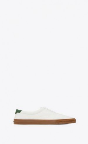 YSL Club Low Top Canvas And Leather White Brown | Philippines_YSL51743