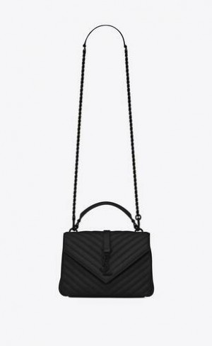 YSL College Medium In Quilted Leather Black | Philippines_YSL79730