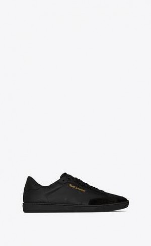 YSL Court Classic Sl/10 Perforated Leather And Suede Black | Philippines_YSL71349