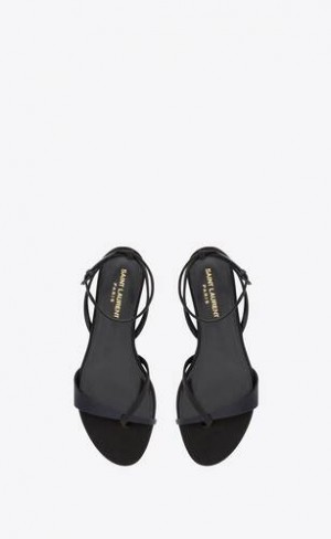 YSL Dive Sandals In Silk Satin Navy Black | Philippines_YSL52181