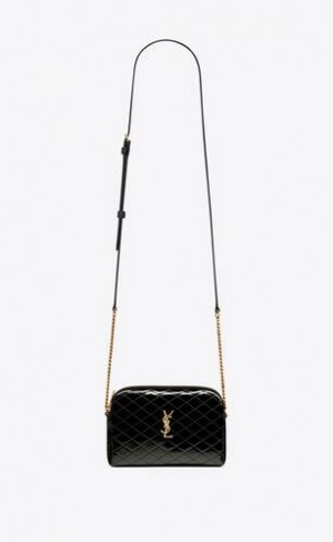 YSL Gaby Zipped Pouch In Quilted Patent Leather Black | Philippines_YSL22098