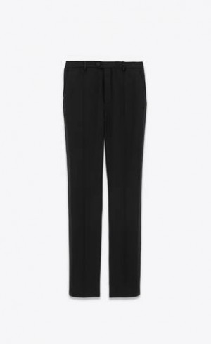 YSL High-waisted Tuxedo Raised-stripe Wool Black | Philippines_YSL12102