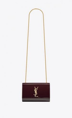 YSL Kate Small In Patent Leather Chocolate | Philippines_YSL54963