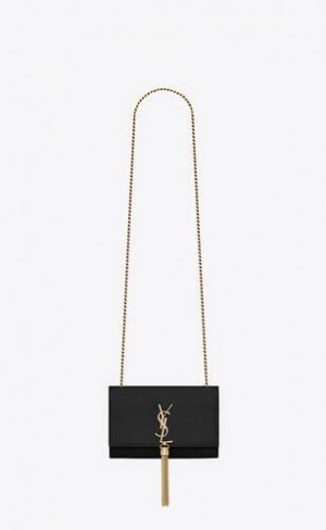 YSL Kate Small Tassel In Grain De Poudre Embossed Leather Black | Philippines_YSL58683