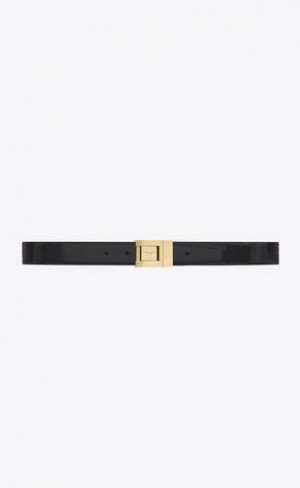 YSL La 76 Buckle Brushed Leather Black | Philippines_YSL62837