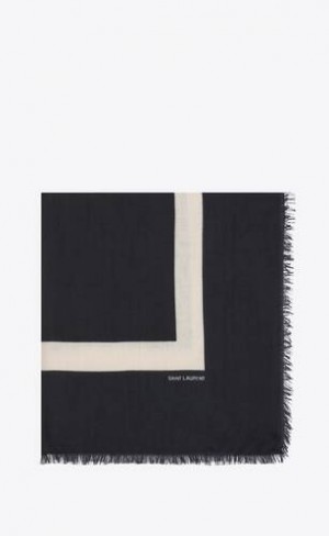 YSL Large Square Scarf In Modal And Cashmere Brown Black | Philippines_YSL49924