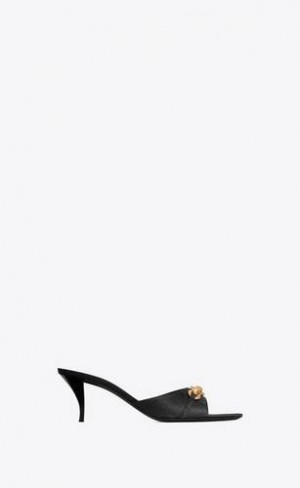 YSL Le Maillon Mules In Cassandre Jacquard Black | Philippines_YSL33180