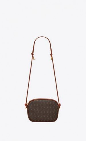 YSL Le Monogramme Small Camera Bag In Canvas And Smooth Leather Brown | Philippines_YSL23967