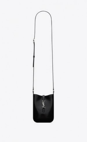 YSL Le 5 à 7 Vertical In Brushed Leather Black | Philippines_YSL82265