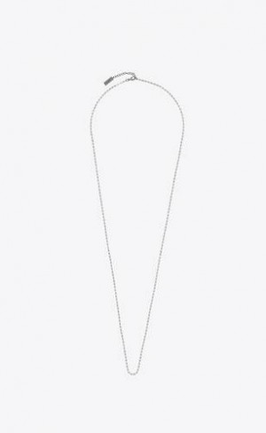 YSL Long Rectangular Chain Necklace In Metal Silver | Philippines_YSL53553