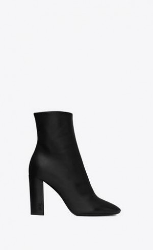 YSL Lou Ankle Boots In Leather Black | Philippines_YSL17338