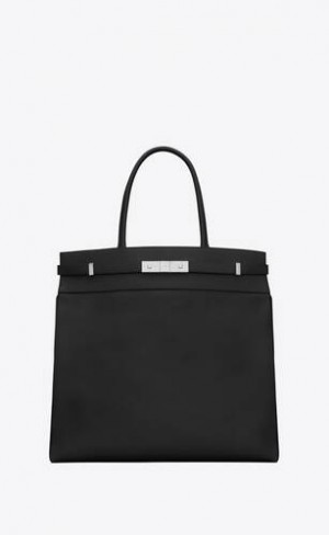 YSL Manhattan N/S Tote In Grained Leather Black | Philippines_YSL68455