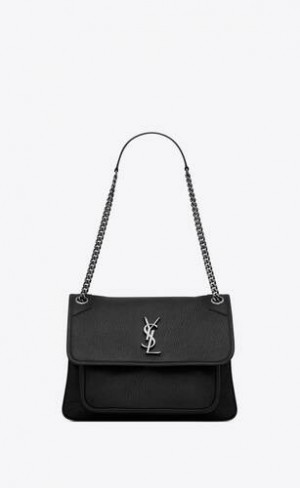 YSL Niki Medium In Grained Lambskin Black | Philippines_YSL43187