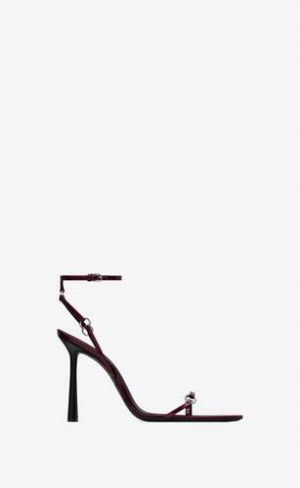 YSL Nova Sandals In Patent Leather Deep Burgundy | Philippines_YSL24257