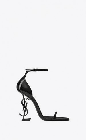 YSL Opyum Sandals In Patent Leather Black | Philippines_YSL78211