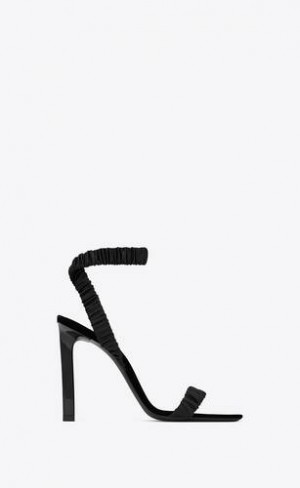 YSL Pam Sandals In Satin Crepe Black | Philippines_YSL88570