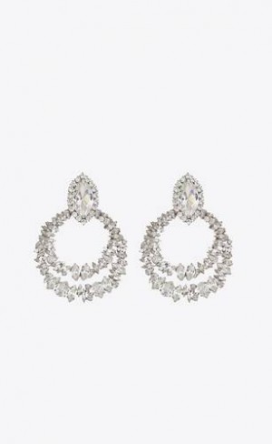 YSL Rhinestone Knocker Earrings In Metal Silver | Philippines_YSL90302