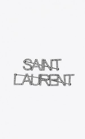 YSL Saint Laurent Brooches In Brass And Crystal Silver | Philippines_YSL42866