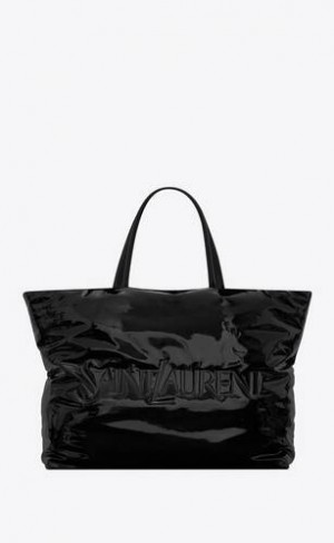 YSL Saint Laurent Maxi Tote In Patent Canvas Black | Philippines_YSL24332