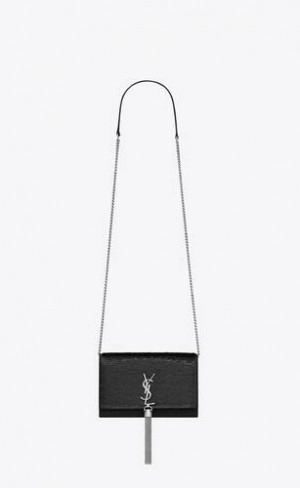 YSL Satin Kate Chain Wallet Black | Philippines_YSL47184