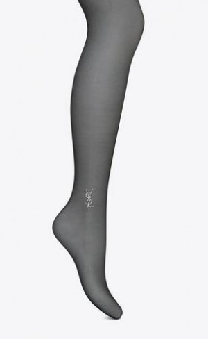 YSL Sheer Black Cassandre Tights Black | Philippines_YSL56207