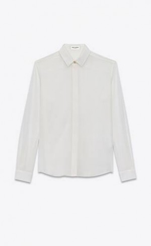 YSL Shirt In Silk CrêPe White | Philippines_YSL79699