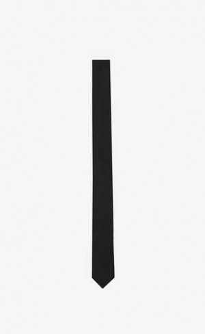 YSL Signature Evening Skinny Tie In Black Silk Grosgrain Black | Philippines_YSL86582