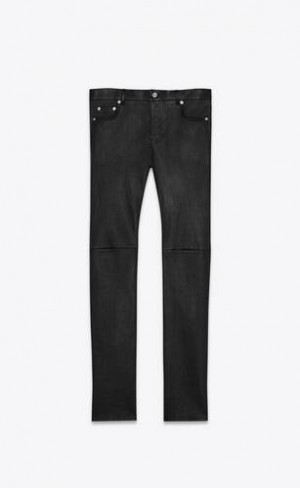 YSL Skinny Stretch Grained Leather Black | Philippines_YSL46522