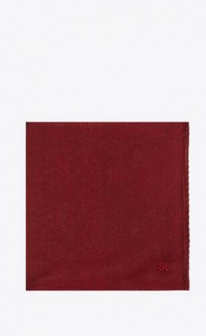 YSL Sl Pocket Square In Silk Muslin Red | Philippines_YSL60819