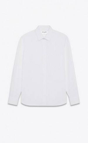 YSL Slim-fit Cotton Poplin White | Philippines_YSL42377