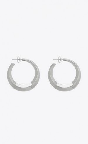 YSL Small Hoop Earrings In Metal Silver | Philippines_YSL13453