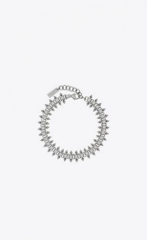 YSL Square And Spikes Chain Bracelet In Metal Silver | Philippines_YSL95789