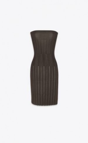 YSL Strapless Striped Knit Chocolate | Philippines_YSL38437