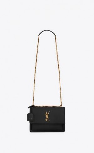 YSL Sunset Medium In Smooth Leather Black | Philippines_YSL48937