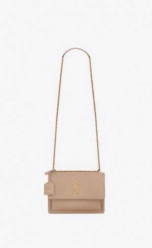 YSL Sunset Medium In Smooth Leather Dark Beige | Philippines_YSL85938