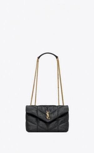 YSL Toy Puffer In Shiny Grained Leather Black | Philippines_YSL84593