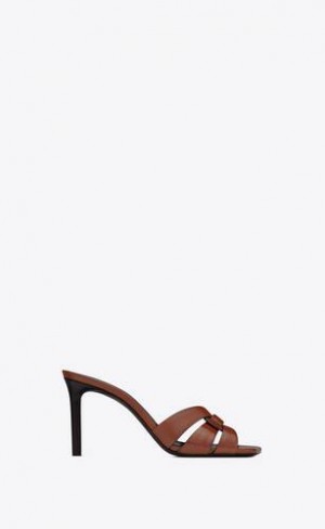 YSL Tribute Mules In Smooth Leather Brown | Philippines_YSL22973