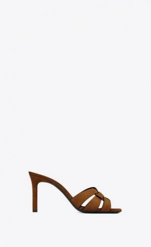 YSL Tribute Mules In Suede Brown | Philippines_YSL84905