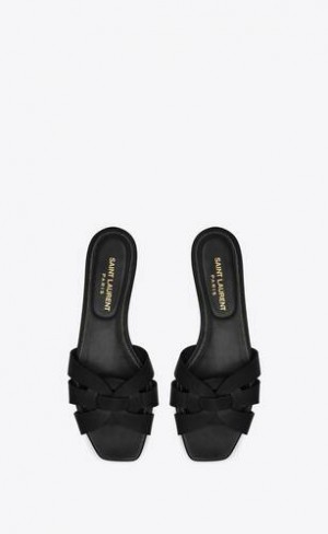 YSL Tribute Sandals In Smooth Leather Black | Philippines_YSL25428